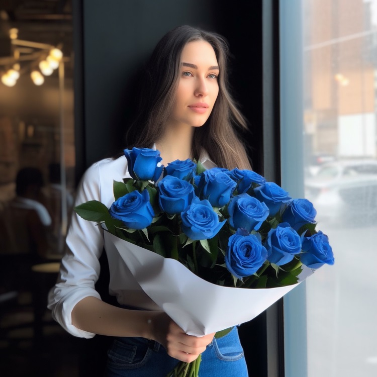 Букет из 15 синих роз от AzaliaNow