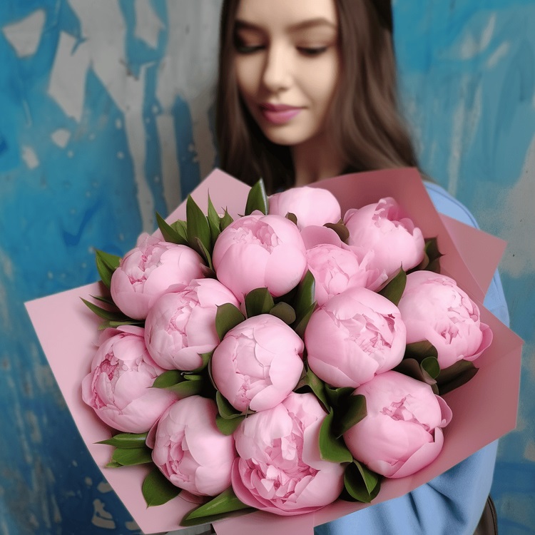 Букет из 10 розовых пионов от AzaliaNow