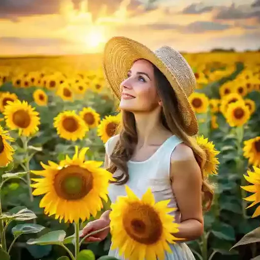 Фотосессия в поле подсолнухов
