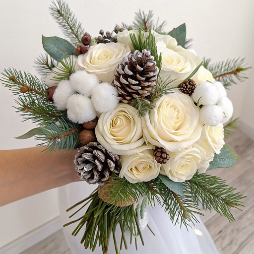 Зимний букет невесты из роз