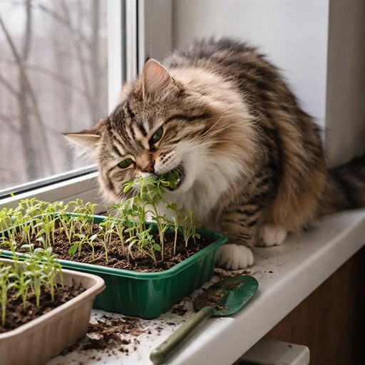 Кошка ест или копает рассаду - что делать