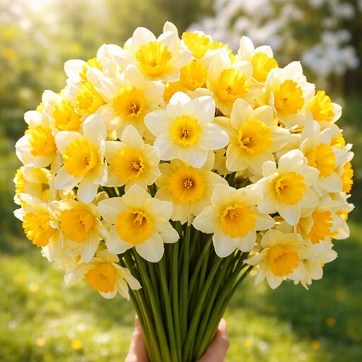 Букет желтых нарциссов весной