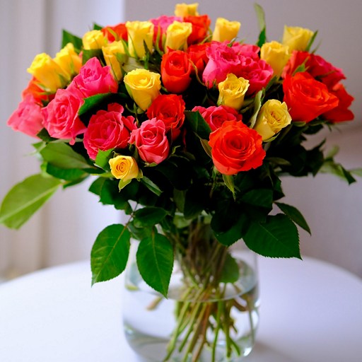 Букет красных и желтых роз