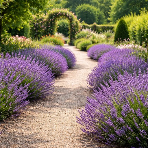 Кусты лаванды в саду