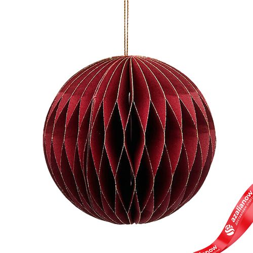 Украшение подвесное «Шар» (бумага), D15см, темно-красный