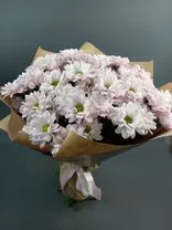 Фото флориста 1: Букет из 9 кустовых розовых хризантем в крафте, Ромашка, Голландия