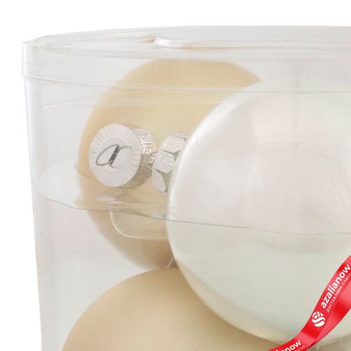 Фото 3: Набор шаров 6шт. в тубе (стекло), D10см, микс шампань/кремовый