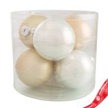 Маленькое фото 1: Набор шаров 6шт. в тубе (стекло), D10см, микс шампань/кремовый