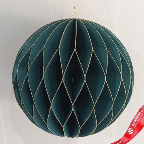 Украшение подвесное «Шар» (бумага), D15см, темно-зеленый