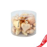 Маленькое фото 1: Набор украшений 20шт. в тубе (стекло), 4см, в асс., золотой