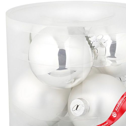 Фото 2: Набор шаров 6шт. в тубе (стекло), D10см, серебряный