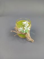 Фото флориста 1: Подсвечник (стекло/текстиль), D5,5хН5cм, зеленый