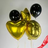 Маленькое фото 1: Композиция из 5 шаров с гелием, золотой, черный