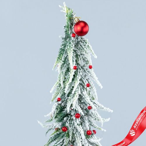 Фото 2: Ель искусств. заснеженная с шариками, Н75х15х15см, зеленый/красный