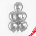 Маленькое фото 1: Композиция из 7 шаров с гелием «Пирамида», 30 см, серебряный