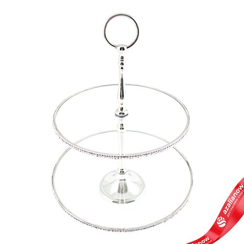 Фото 2: Подставка со стразами 2 яруса (металл/стекло), D30,5xH33см, серебряный