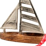 Маленькое фото 3: Сувенир «Корабль» (металл/дерево), H34,5x24х6,5см, серебряный