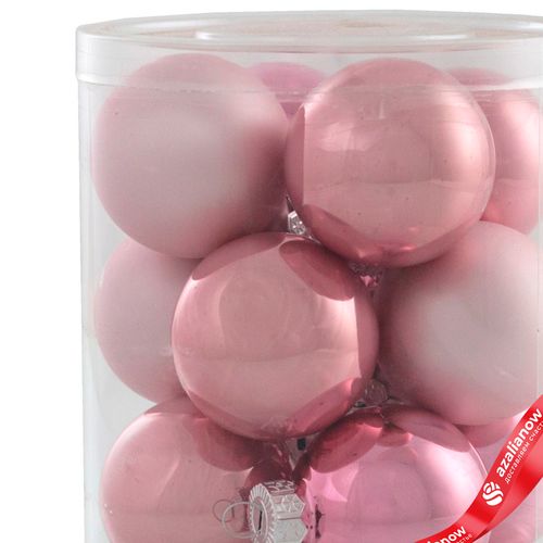 Фото 3: Набор шаров 12шт. в тубе (стекло), D4см, в асс., розовый