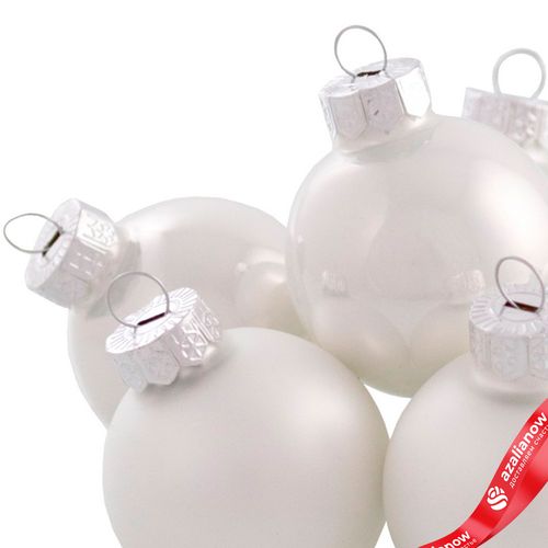 Фото 3: Набор шаров 12шт. в тубе (стекло), D4см, в асс., белый, вид 1