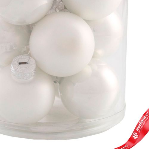 Фото 4: Набор шаров 12шт. в тубе (стекло), D4см, в асс., белый, вид 1