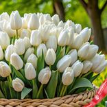 Маленькое фото 3: Корзина из 500 белых тюльпанов, Россия. Сервис доставки цветов AzaliaNow