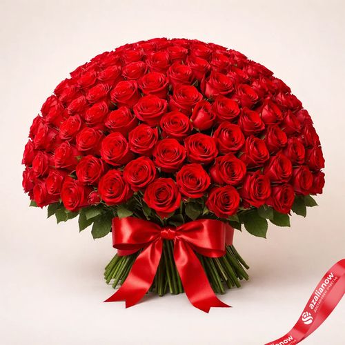 Букет из 301 красной розы с красной лентой