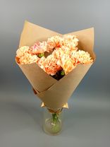 Фото флориста 1: Букет из 10 гвоздик бежевых в крафте, Диантус, Голландия