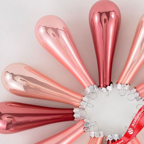 Фото 4: Набор украшений Капли 12шт. в тубе (стекло), 2,5x7,5см, микс розовый