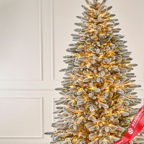 Фото 2: Ель искусственная заснеженная с лампочками «Cамарская» (PE), 2,4м, белый