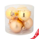 Маленькое фото 1: Набор шаров 6шт. в тубе (стекло), D8см, в асс., золотой