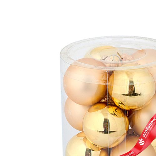 Фото 4: Набор шаров 12шт. в тубе (стекло), D3см, в асс., золотой