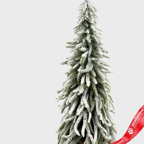 Фото 2: Ель искусственная заснеженная в кашпо, Н60х22х22см, зеленый/белый