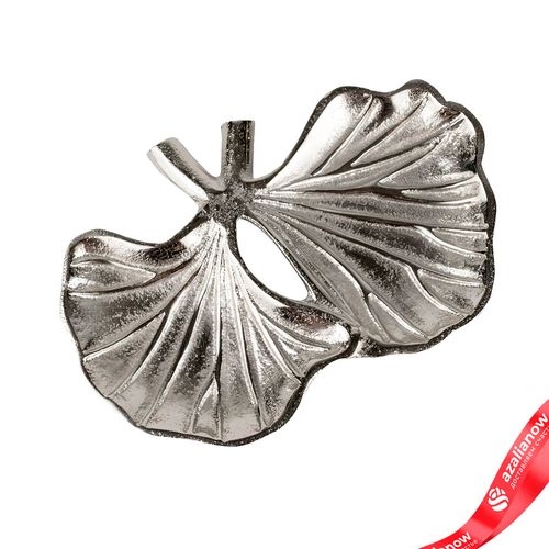 Блюдо «Листья Гинкго» (металл), 21х15хН2см, серебряный