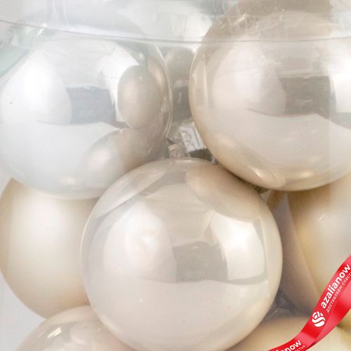 Фото 5: Набор шаров 12шт. в тубе (стекло), D4см, микс шампань/кремовый