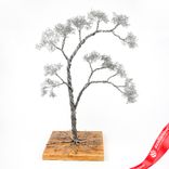 Маленькое фото 1: Сувенир «Бонсай» (металл/дерево), H56x42х27см, серебряный