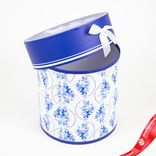 Маленькое фото 3: Набор коробок подарочных круглых «Гжель» 3шт, D21хH21см, белый/синий