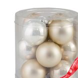 Маленькое фото 2: Набор шаров 12шт. в тубе (стекло), D3см, микс шампань/кремовый