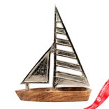 Маленькое фото 2: Сувенир «Корабль» (металл/дерево), H34,5x24х6,5см, серебряный