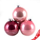 Маленькое фото 2: Набор шаров 6шт. в тубе (стекло), D8см, в асс., розовый, вид 1