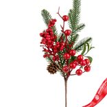 Маленькое фото 2: Ветка еловая с ягодами, H31 см, красный