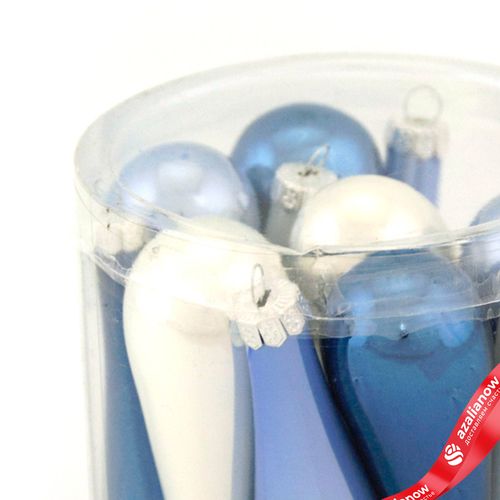 Фото 2: Набор украшений Капли 12шт. в тубе (стекло), 2,5x7,5см, микс синий/белый