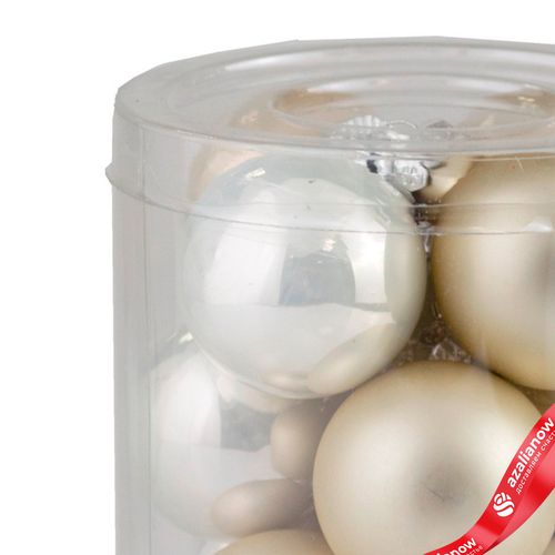 Фото 4: Набор шаров 12шт. в тубе (стекло), D3см, микс шампань/кремовый