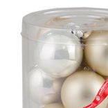 Маленькое фото 4: Набор шаров 12шт. в тубе (стекло), D3см, микс шампань/кремовый