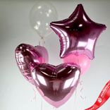 Маленькое фото 1: Композиция из 5 шаров с гелием, розовый, прозрачный