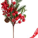 Маленькое фото 3: Ветка еловая с ягодами, H31 см, красный