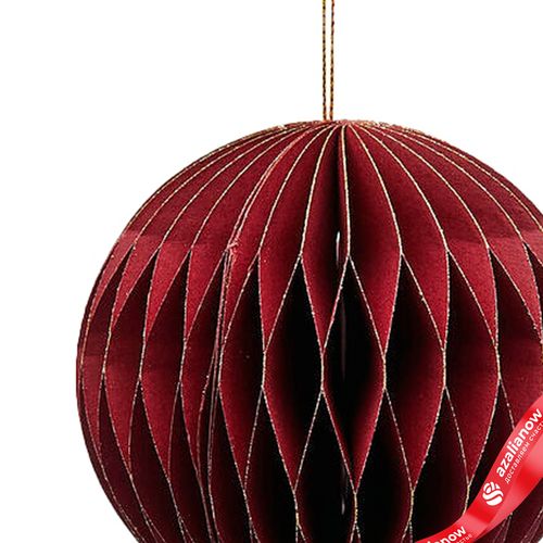 Фото 2: Украшение подвесное «Шар» (бумага), D15см, темно-красный