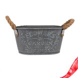 Маленькое фото 2: Кашпо с ручками (металл), 18x11,5хH9см, серый