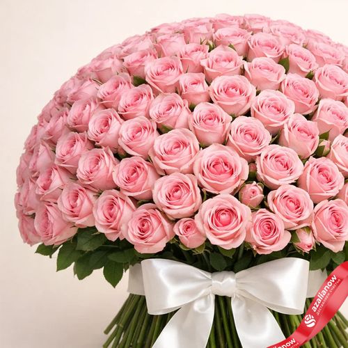 Фото 3: Букет из 201 розовой розы с лентой