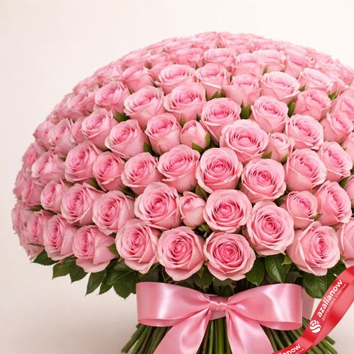 Фото 3: Букет из 301 розовой розы с розовой лентой