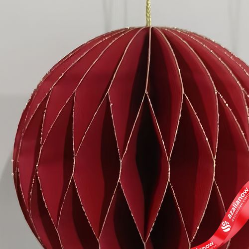 Фото 2: Украшение подвесное «Шар» (бумага), D10см, красный
